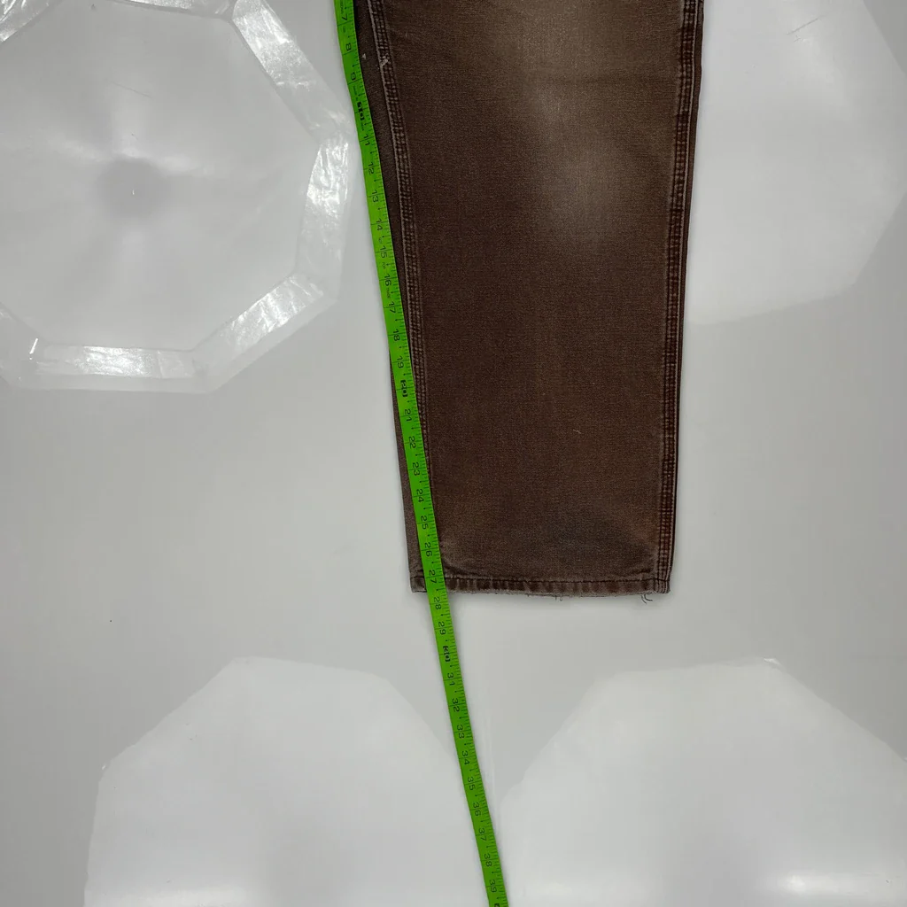 Faded Carhartt B11 Dkb Carpenter Pants - 34W 28L Brown Cotton - Image 5
