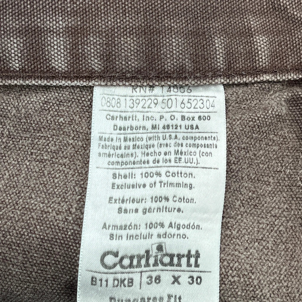 Faded Carhartt B11 Dkb Carpenter Pants - 34W 28L Brown Cotton - Image 6