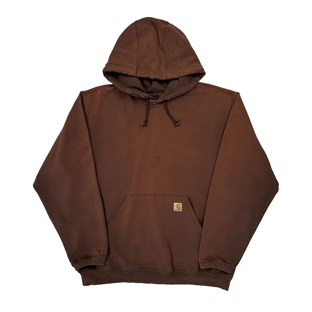 Faded Carhartt Hoodie - XL Brown Cotton Blend