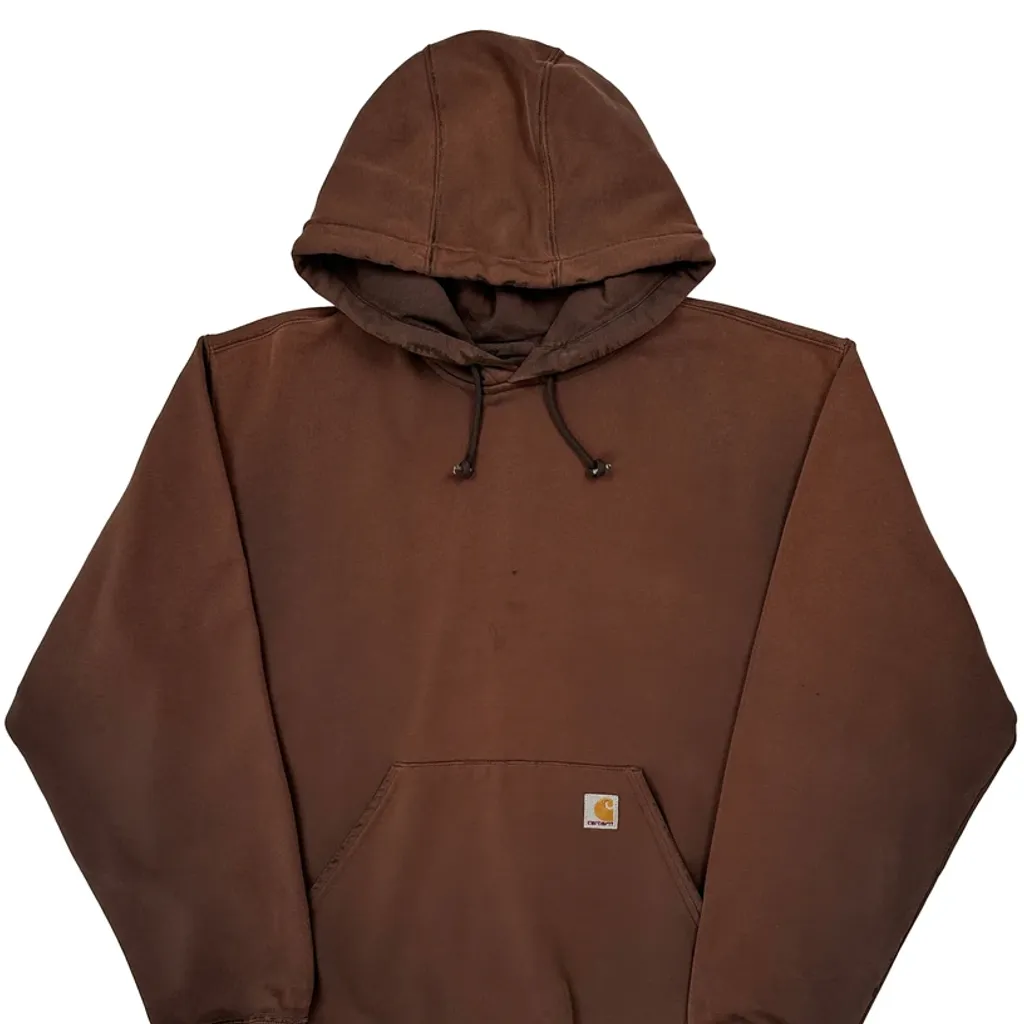 Faded Carhartt Hoodie - XL Brown Cotton Blend - Image 5