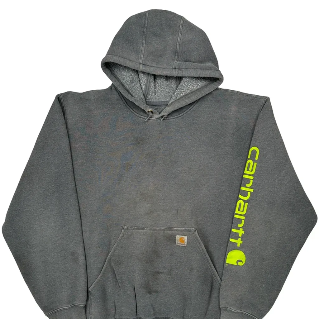 Faded Carhartt Hoodie - XL Grey Cotton - Image 4