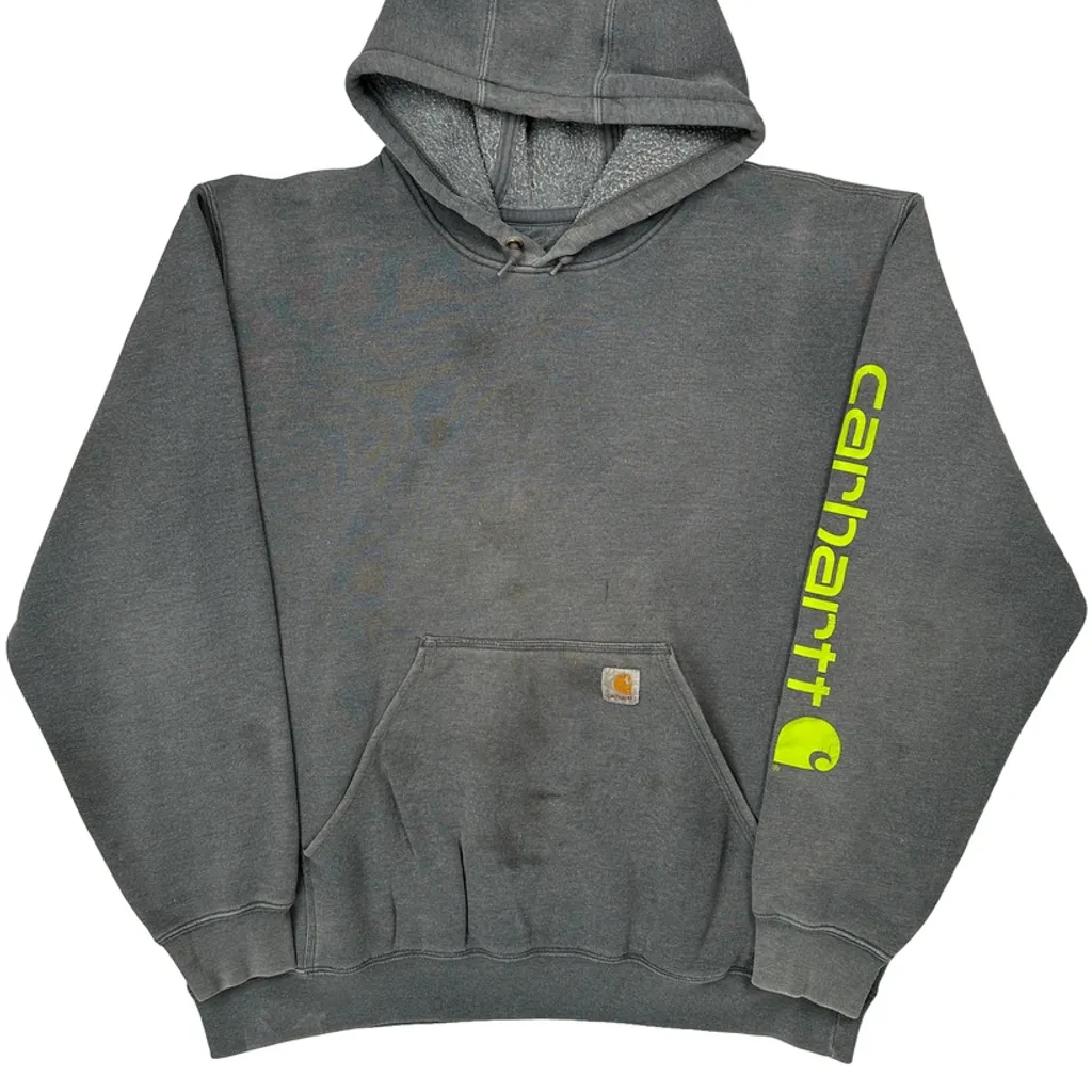 Faded Carhartt Hoodie - XL Grey Cotton - Image 5