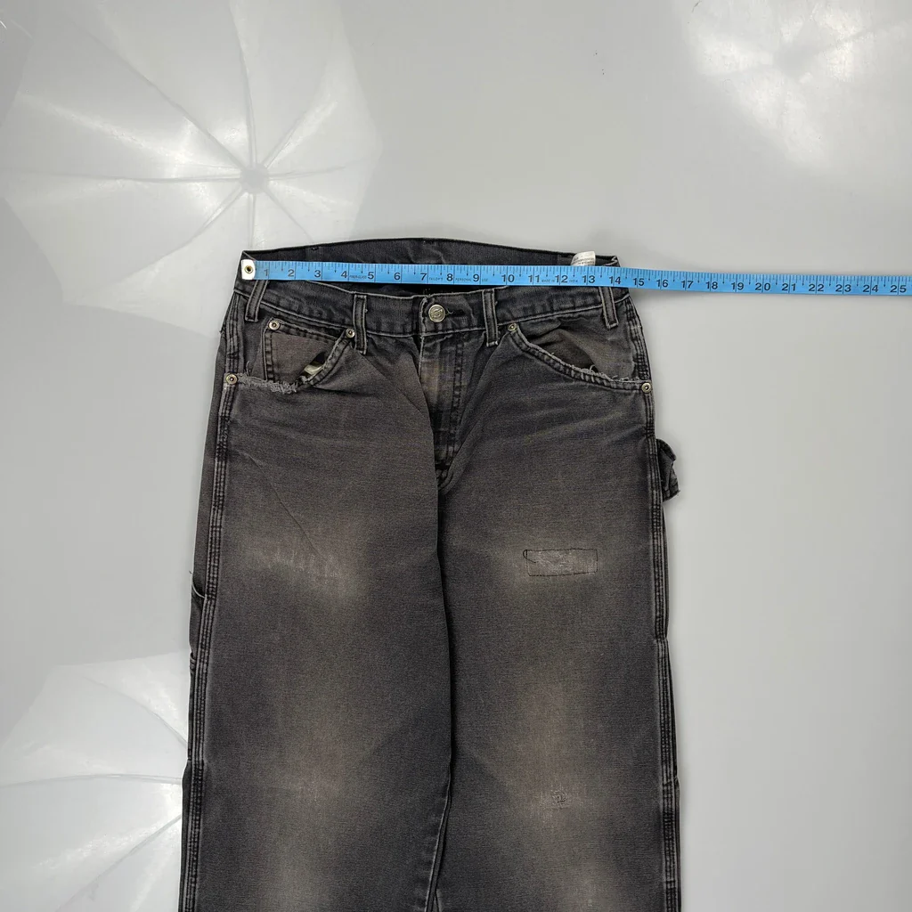 Faded Dickies Carpenter Jeans - 29W 32L Grey Cotton - Image 3