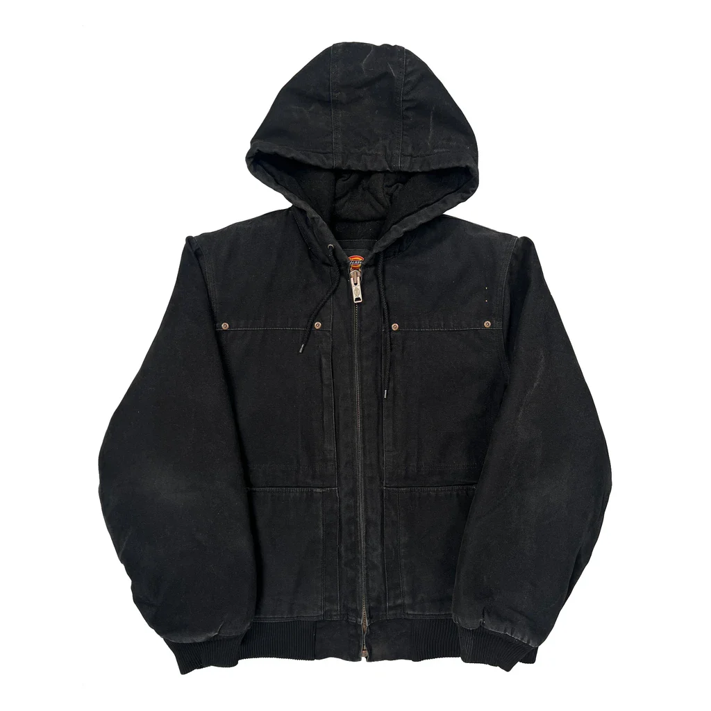 Faded Dickies Workwear Jacket - Medium Black Cotton