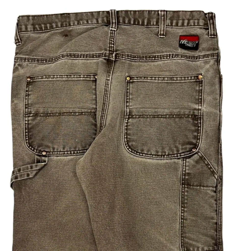 Faded Workwear Carpenter Jeans - 34W 30L Brown Cotton - Image 7