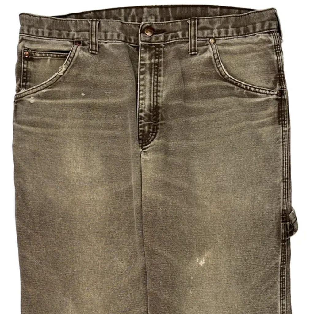 Faded Workwear Carpenter Jeans - 34W 30L Brown Cotton - Image 9