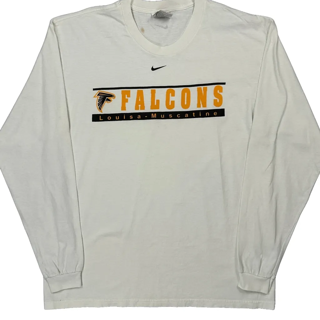 Falcons Nike Graphic Long Sleeve T-Shirt - Large White Cotton - Image 4