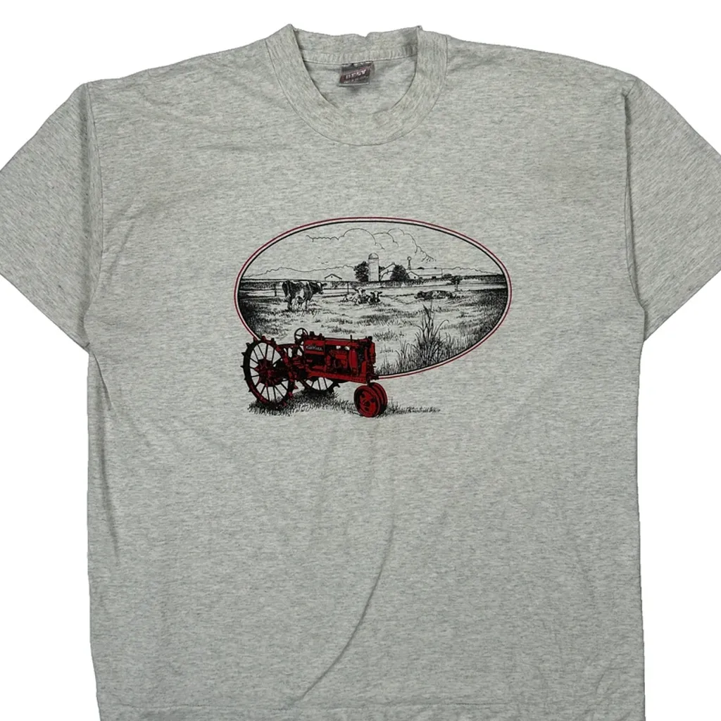 Farm Scene With Tractor Fruit Of The Loom Graphic T-Shirt - Large Grey Cotton - Image 6