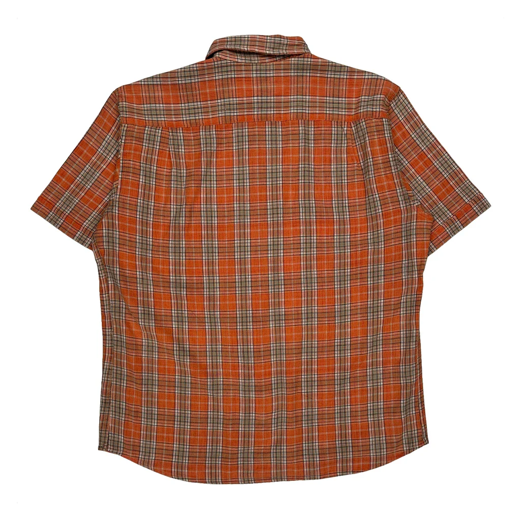 Fashion Report Checked Short Sleeve Shirt - XL Orange Cotton - Image 2