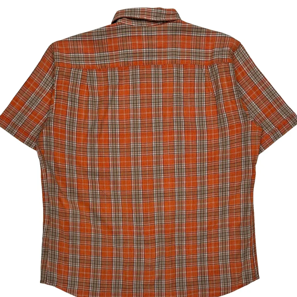 Fashion Report Checked Short Sleeve Shirt - XL Orange Cotton - Image 6
