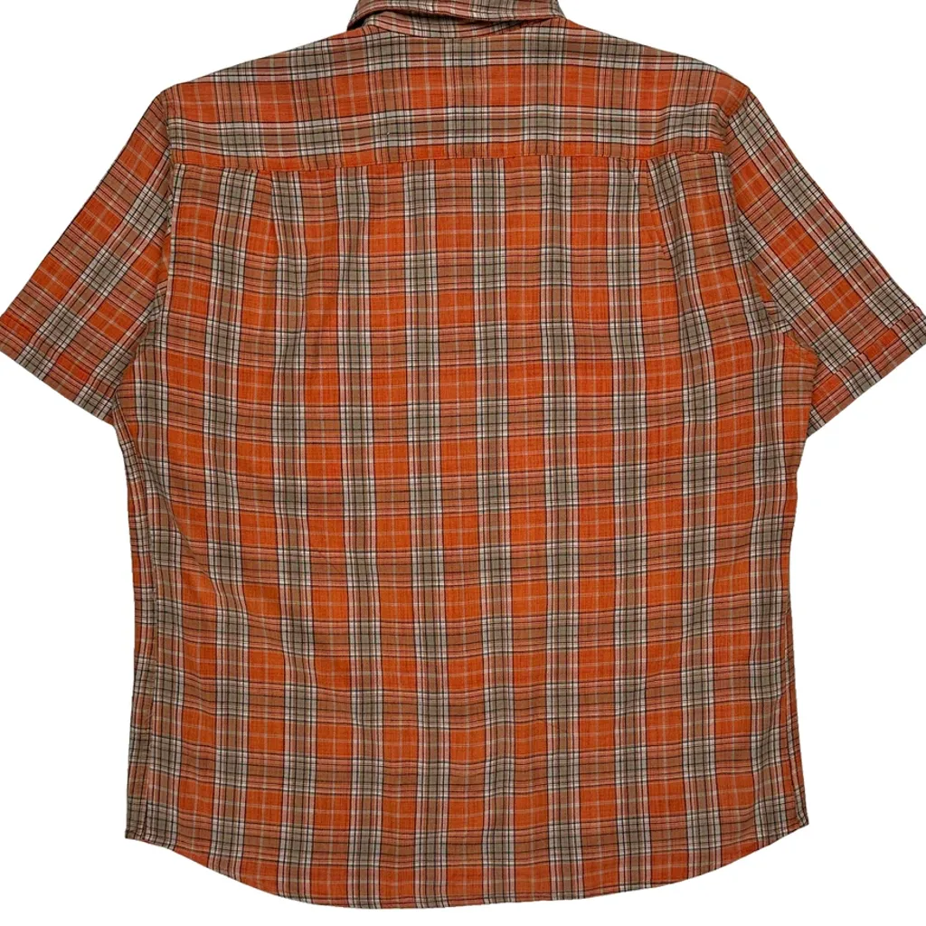 Fashion Report Checked Short Sleeve Shirt - XL Orange Cotton - Image 7
