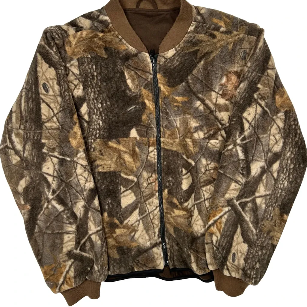 Field & Stream Camo Bomber Fleece Jacket - XL Brown Polyester - Image 4