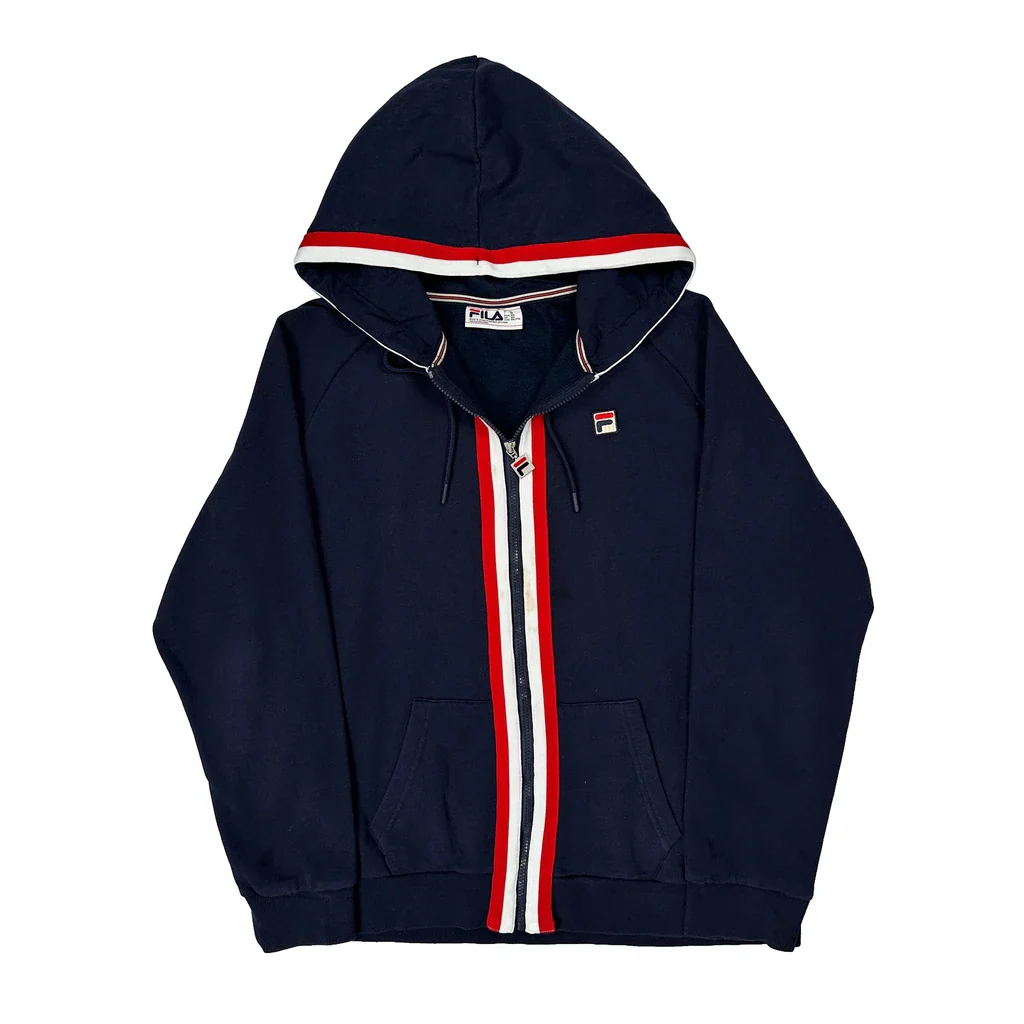 Fila Striped Hoodie - 2XL Navy Cotton