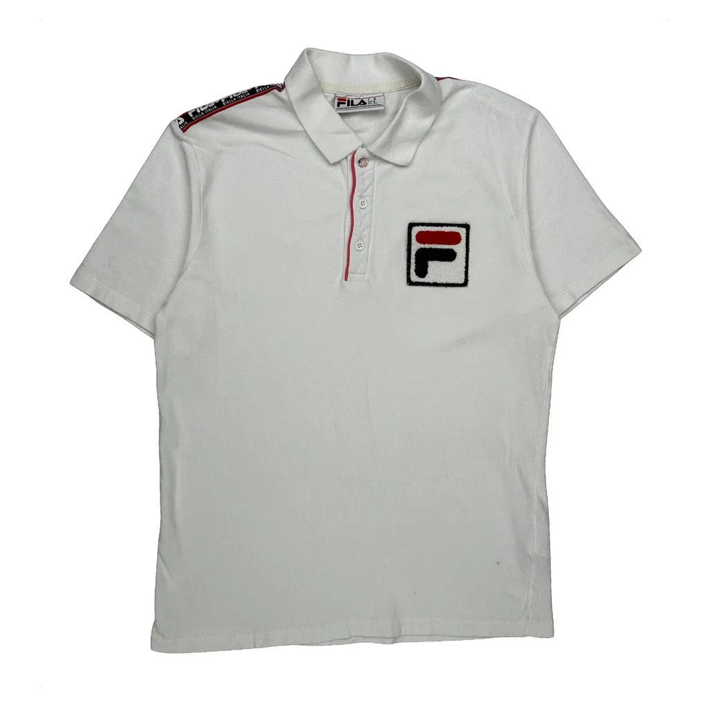 Fila Polo Shirt - Medium White Cotton