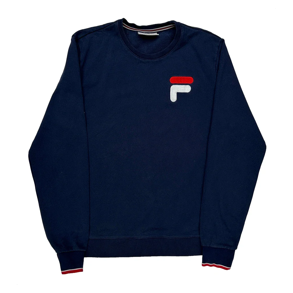 Fila Sweatshirt - Large Navy Cotton