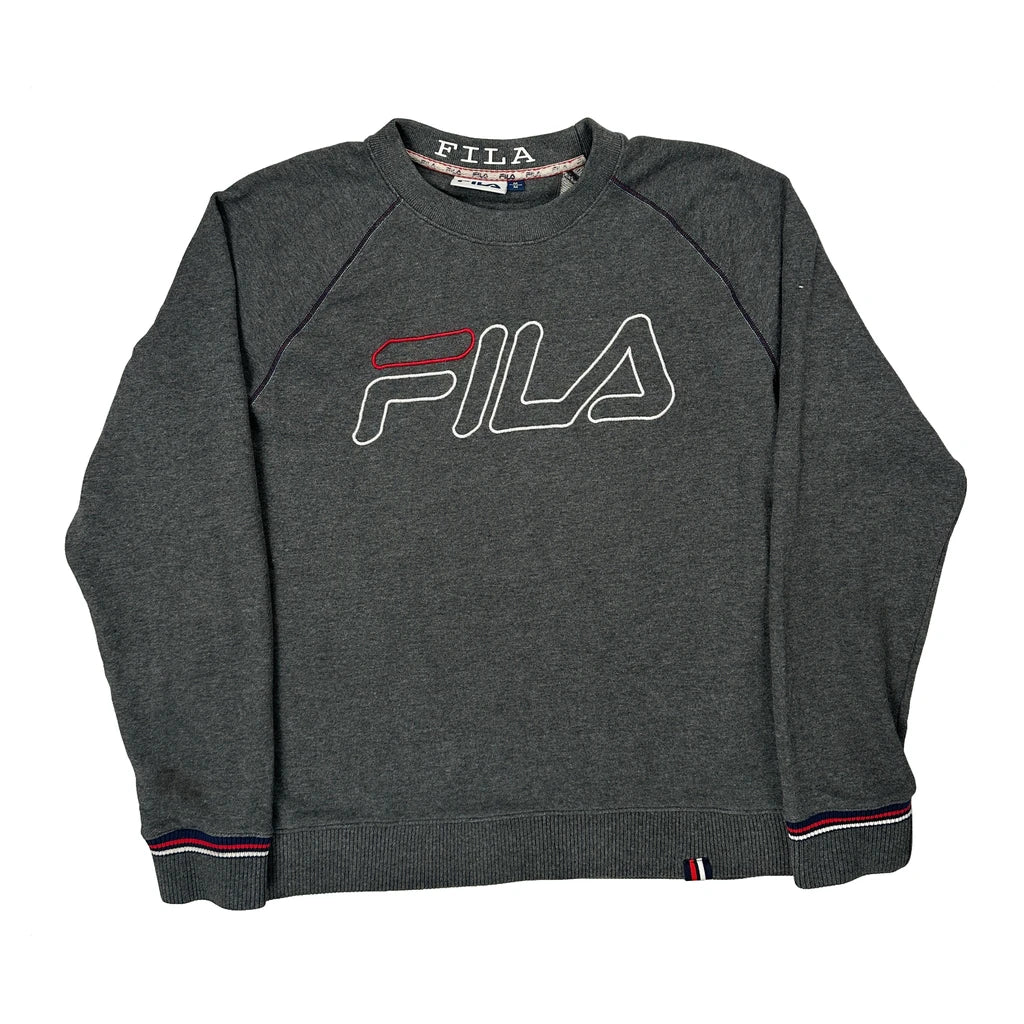 Fila Spellout Sweatshirt - Medium Gray Cotton Blend