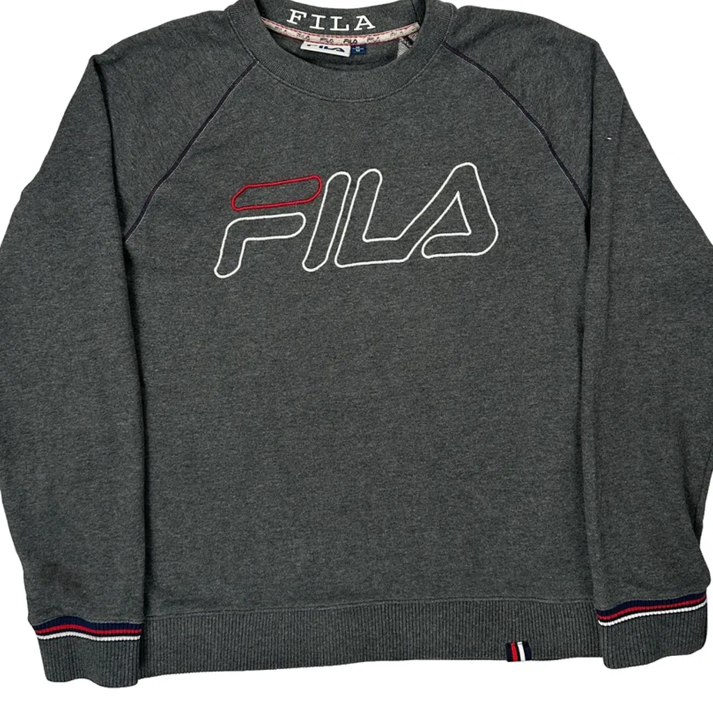 Fila Spellout Sweatshirt - Medium Gray Cotton Blend - Image 4