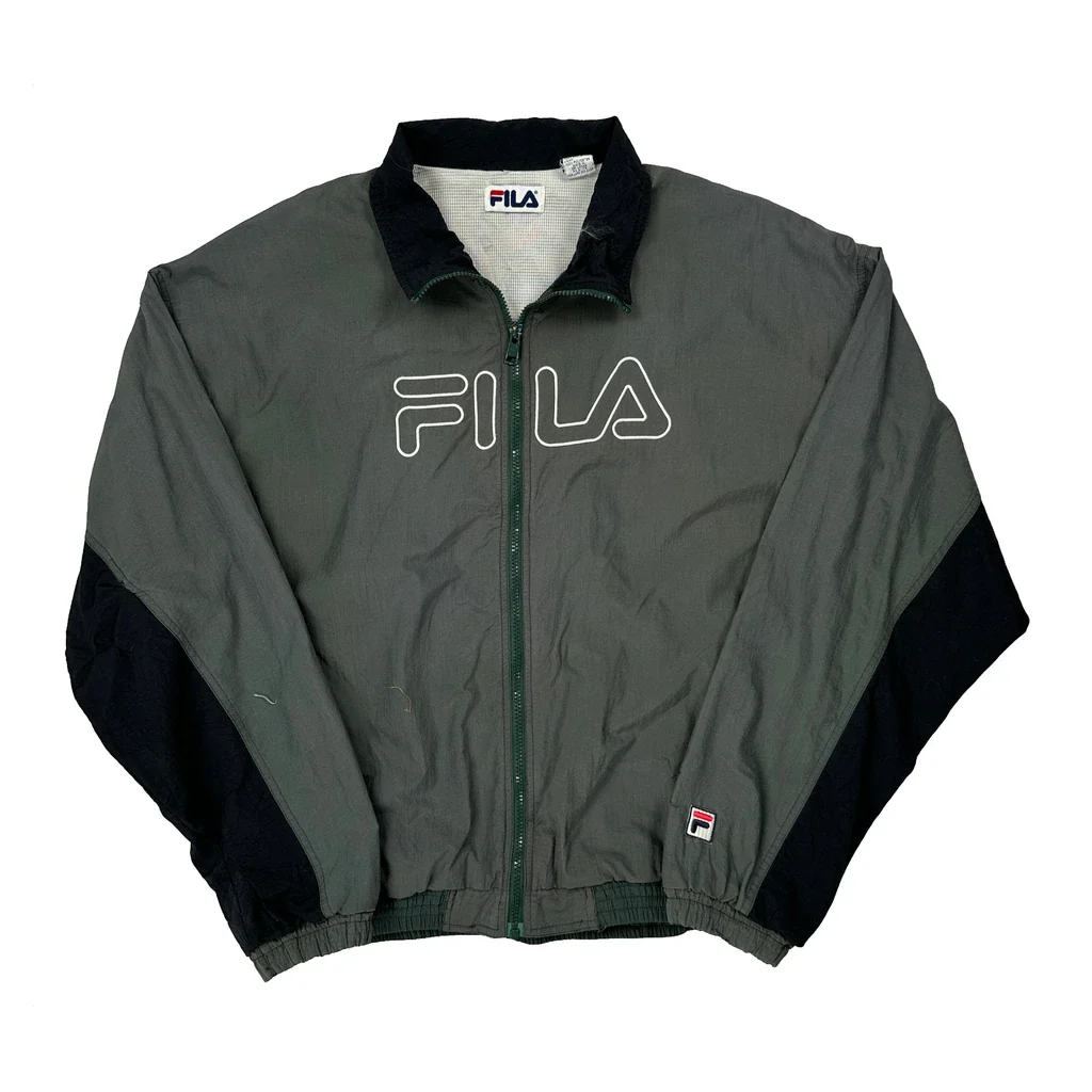 Fila Spellout Windbreaker - XL Grey Nylon