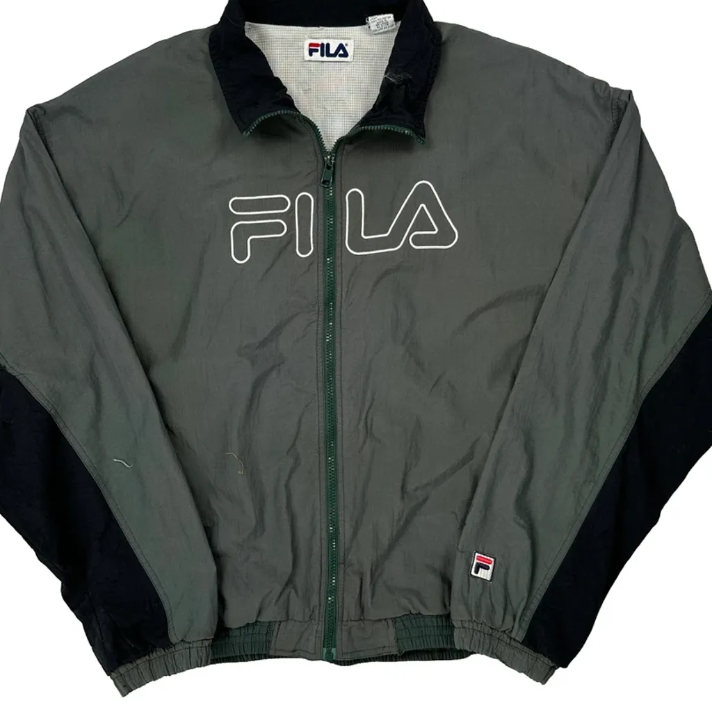 Fila Spellout Windbreaker - XL Grey Nylon - Image 4