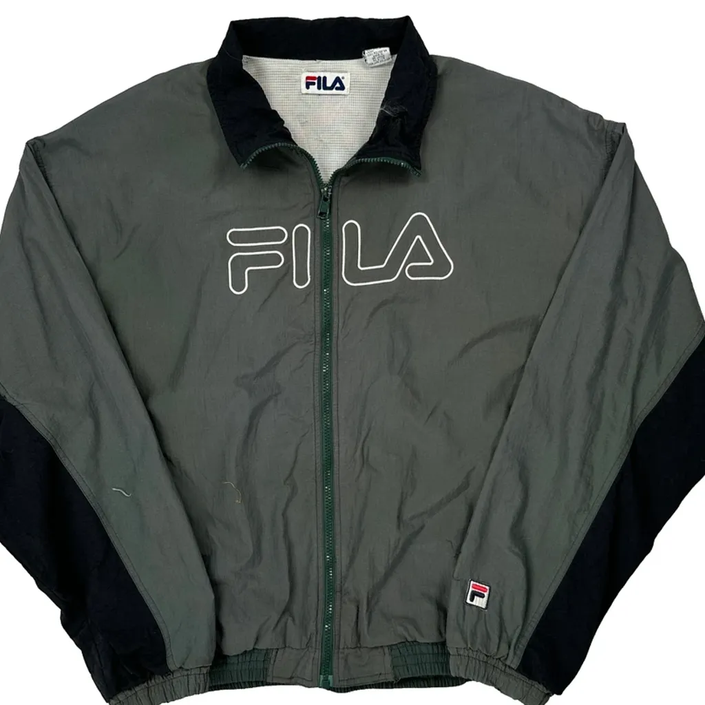 Fila Spellout Windbreaker - XL Grey Nylon - Image 5