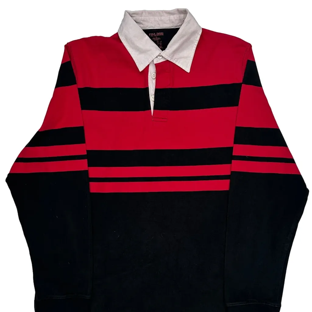 Finl 365 Striped Rugby Shirt - XL Red Cotton - Image 4