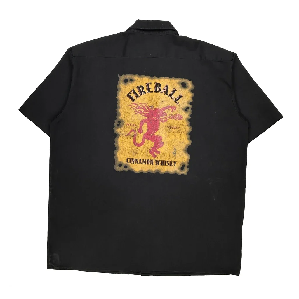 Fireball Dickies Graphic Short Sleeve Shirt - XL Black Polyester Blend - Image 2