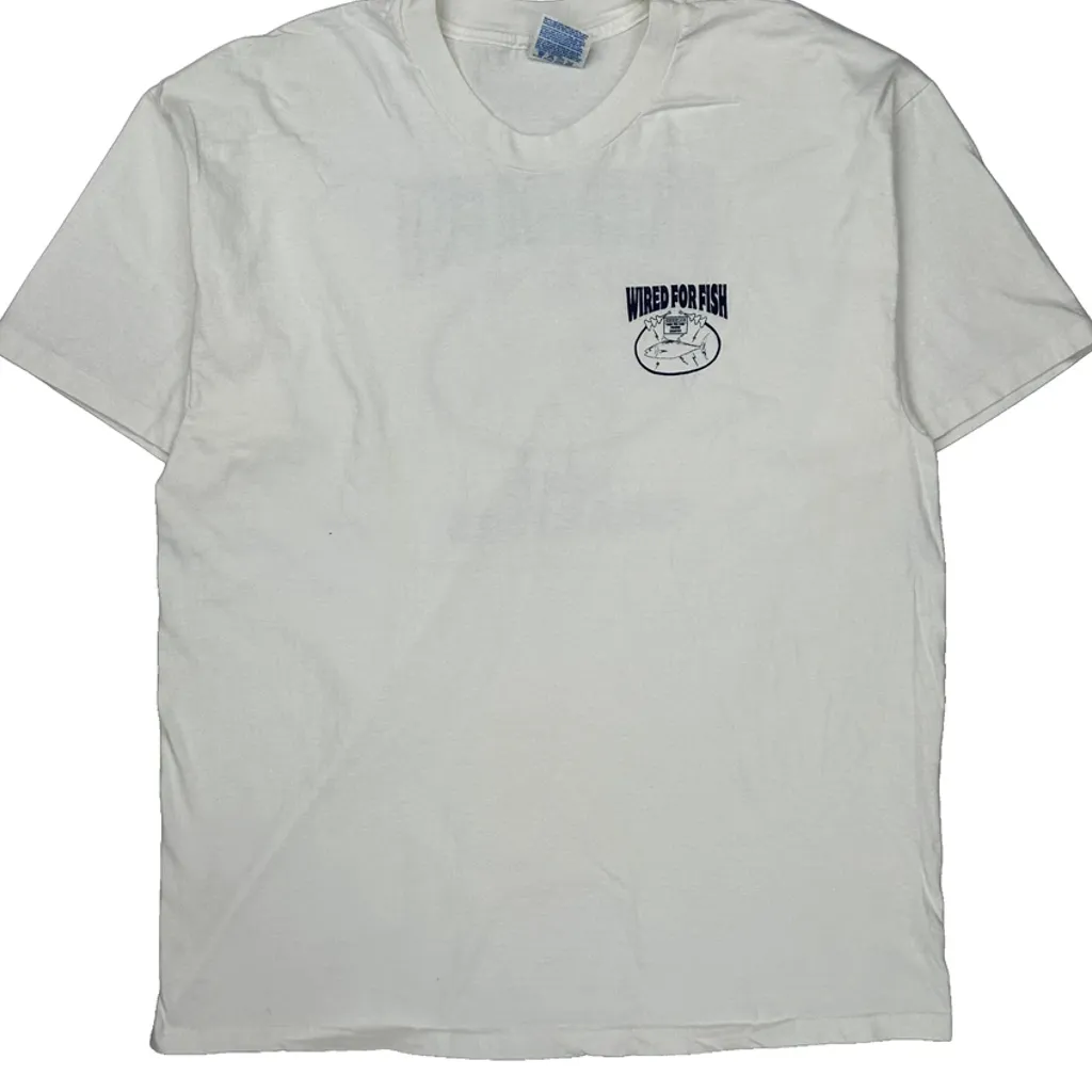 Fishing Charters Hanes Single Stitch T-Shirt - XL White Cotton - Image 5