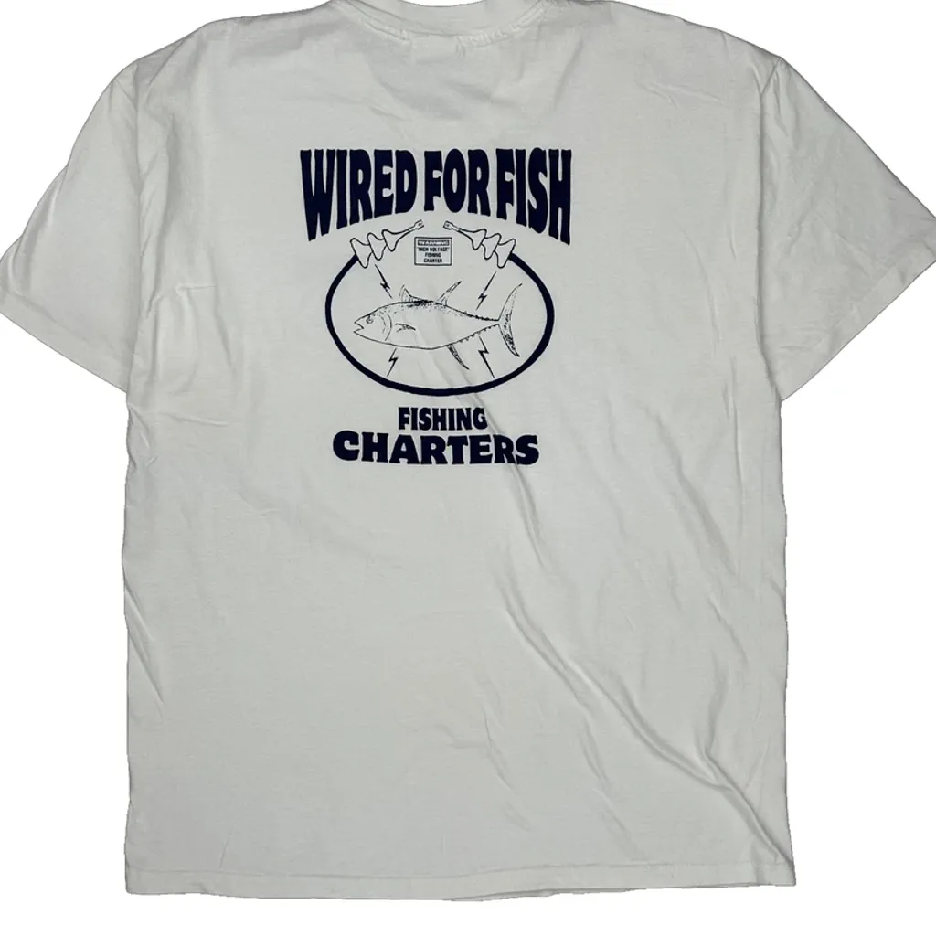 Fishing Charters Hanes Single Stitch T-Shirt - XL White Cotton - Image 6