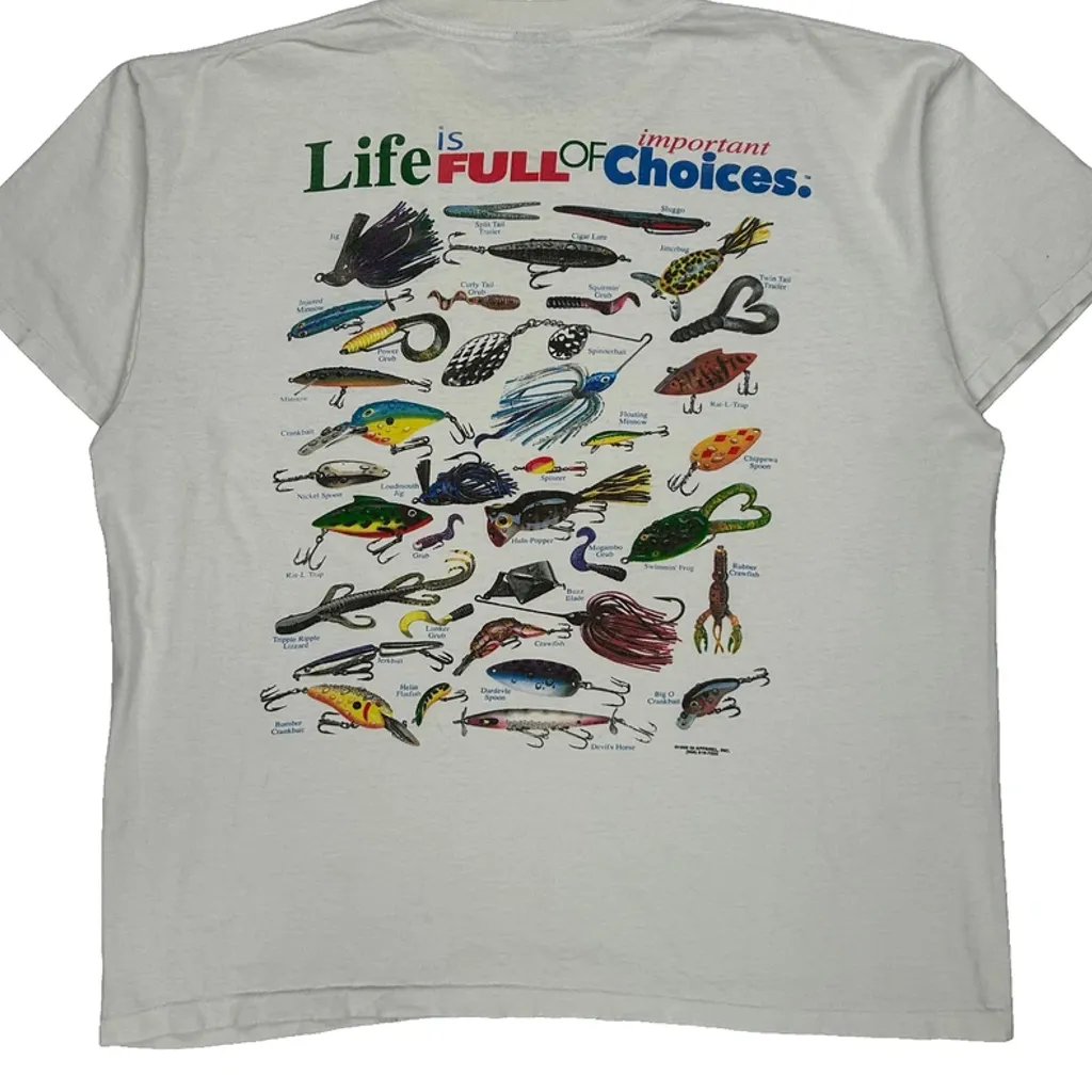 Fishing Lures Badger Sport Graphic T-Shirt - XL White Cotton - Image 6