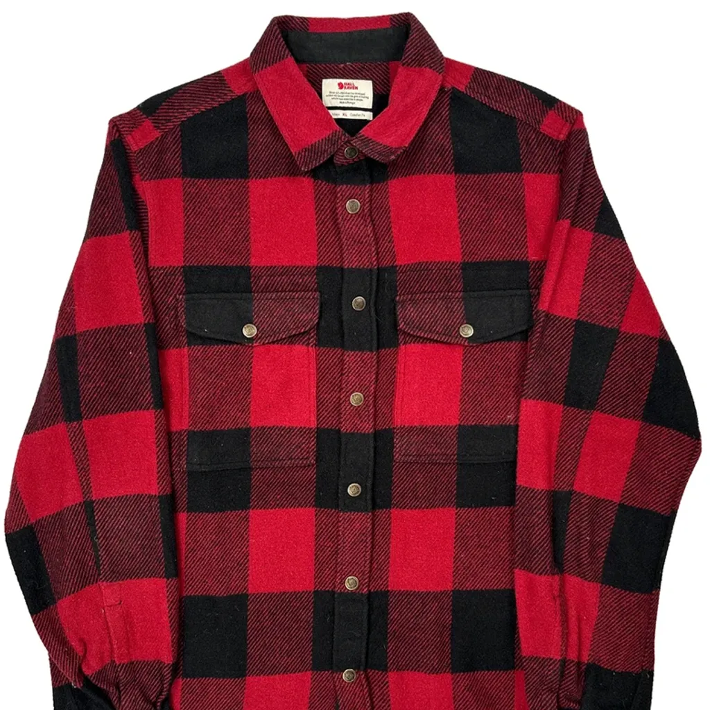 Fjallraven Checked Flannel Shirt - XL Red Cotton - Image 5