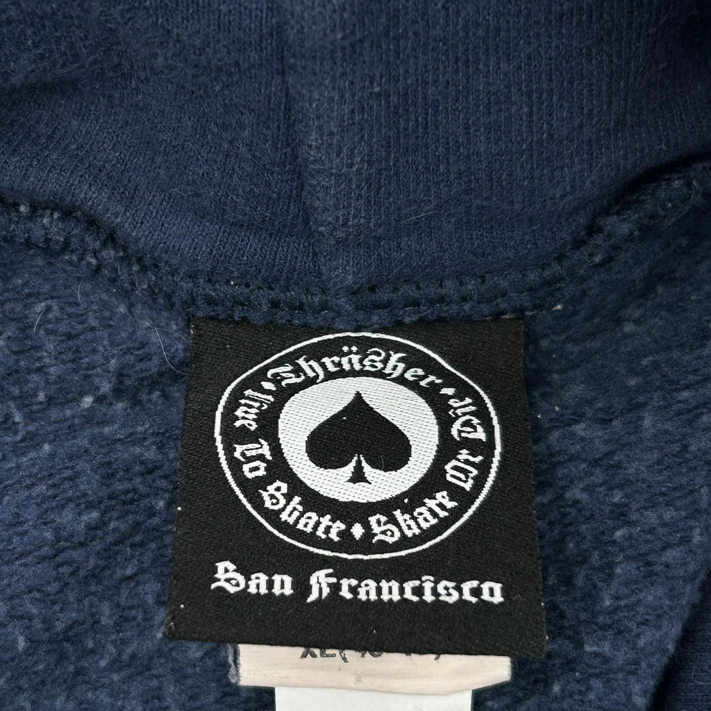 Flame Logo Thrasher Graphic Hoodie - XL Blue Cotton - Image 3