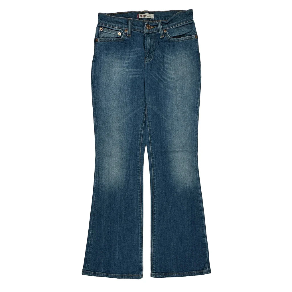 Flared Levis Boot Cut Jeans - 26W US 2 Blue Cotton - Image 2