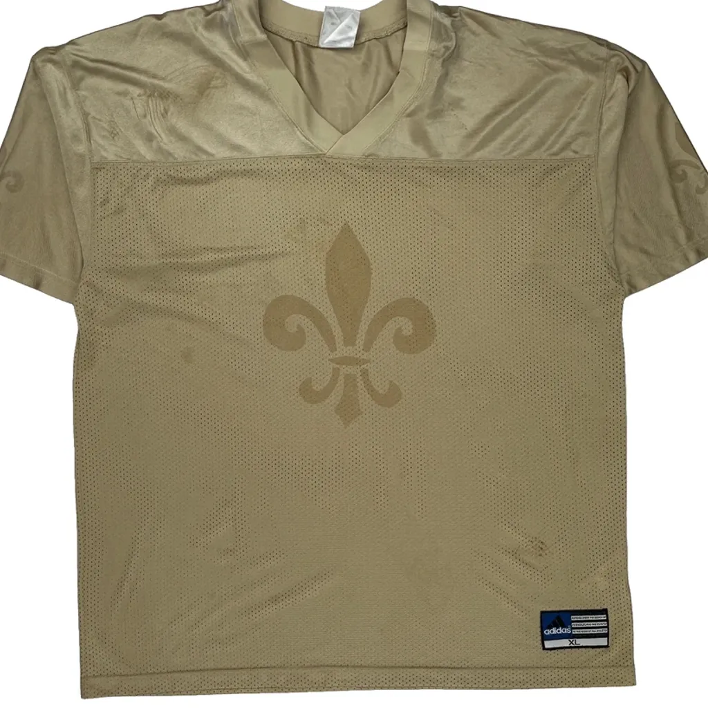 Fleur-De-Lis Design Adidas Football Football Jersey - XL Beige Polyester - Image 4