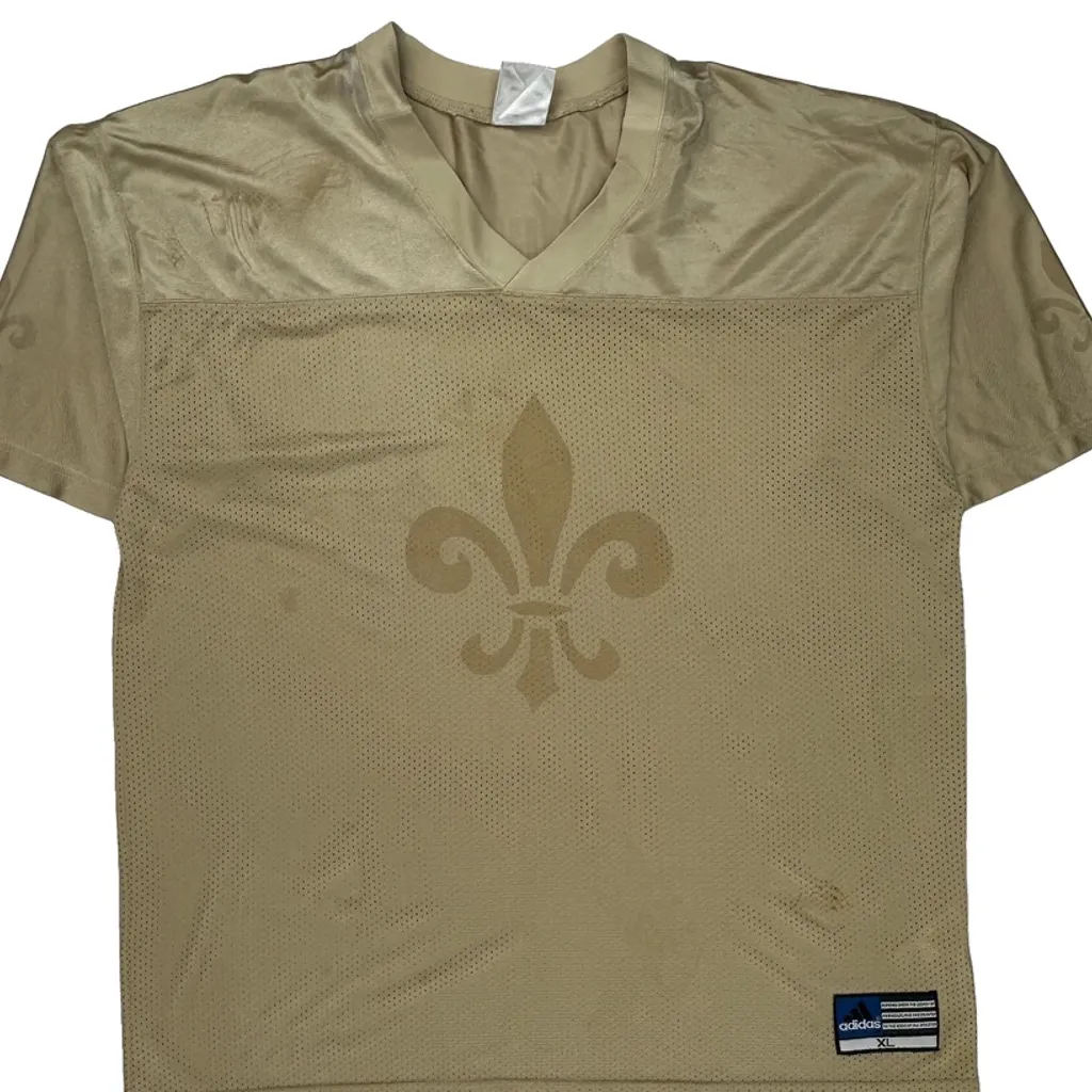 Fleur-De-Lis Design Adidas Football Football Jersey - XL Beige Polyester - Image 5