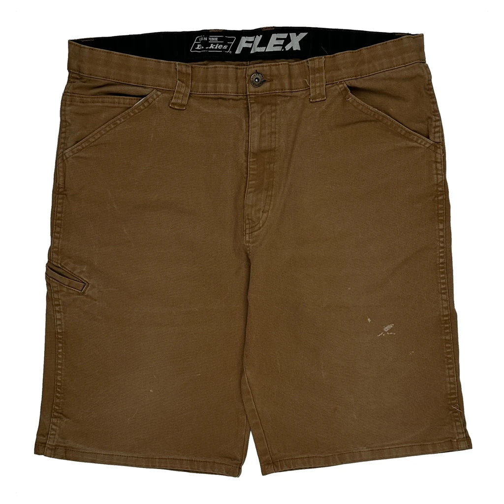 Flex Dickies Carpenter Shorts - 35W 10L Brown Cotton - Image 2