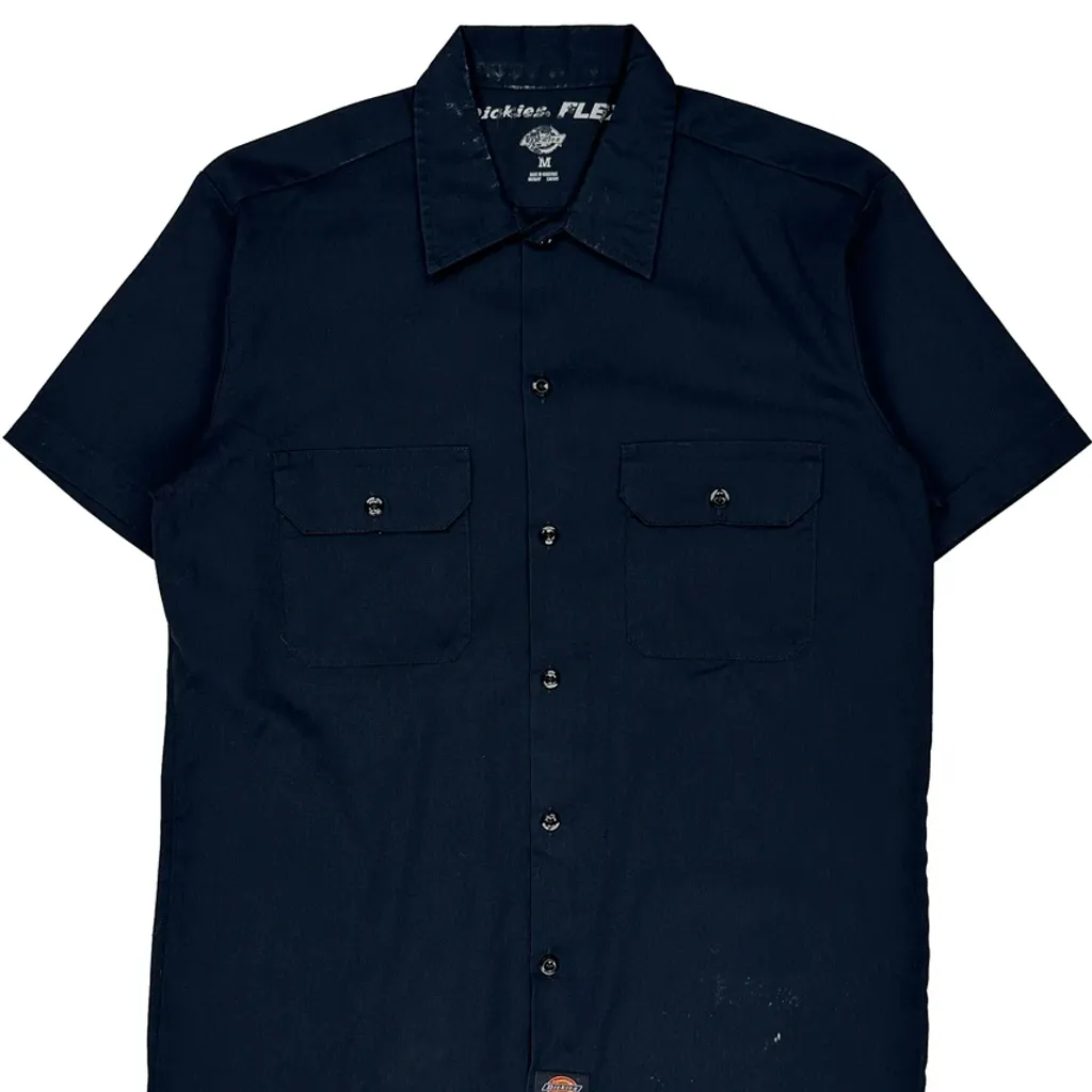 Flex Dickies Short Sleeve Shirt - Medium Navy Cotton Blend - Image 5