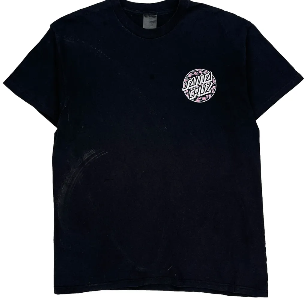 Floral Logo Santa Cruz Graphic T-Shirt - Large Black Cotton - Image 5