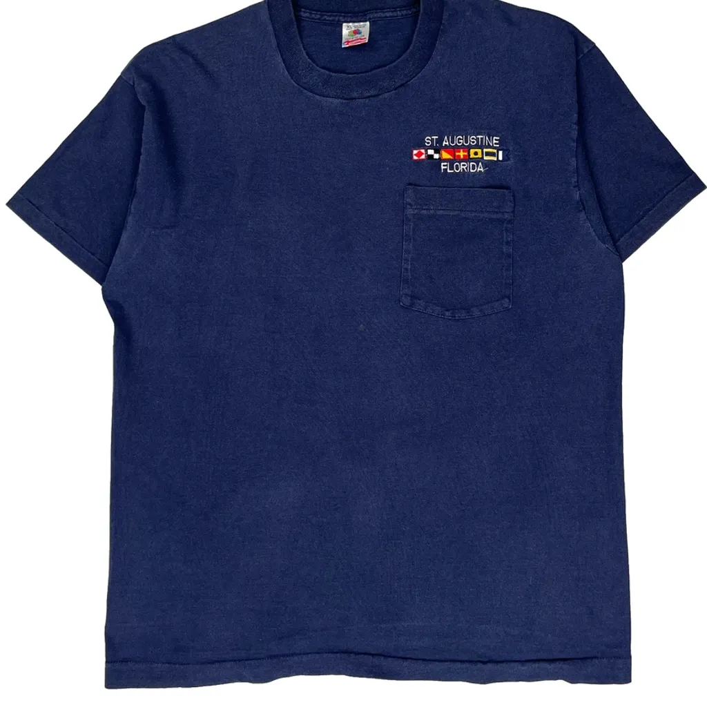 Florida Fruit Of The Loom Single Stitch T-Shirt - XL Blue Cotton - Image 5