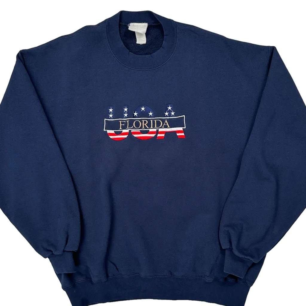 Florida USA Unbranded Graphic Sweatshirt - Medium Blue Cotton - Image 4