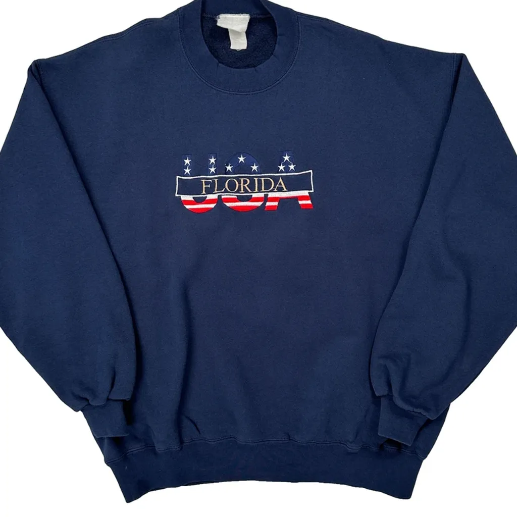 Florida USA Unbranded Graphic Sweatshirt - Medium Blue Cotton - Image 5