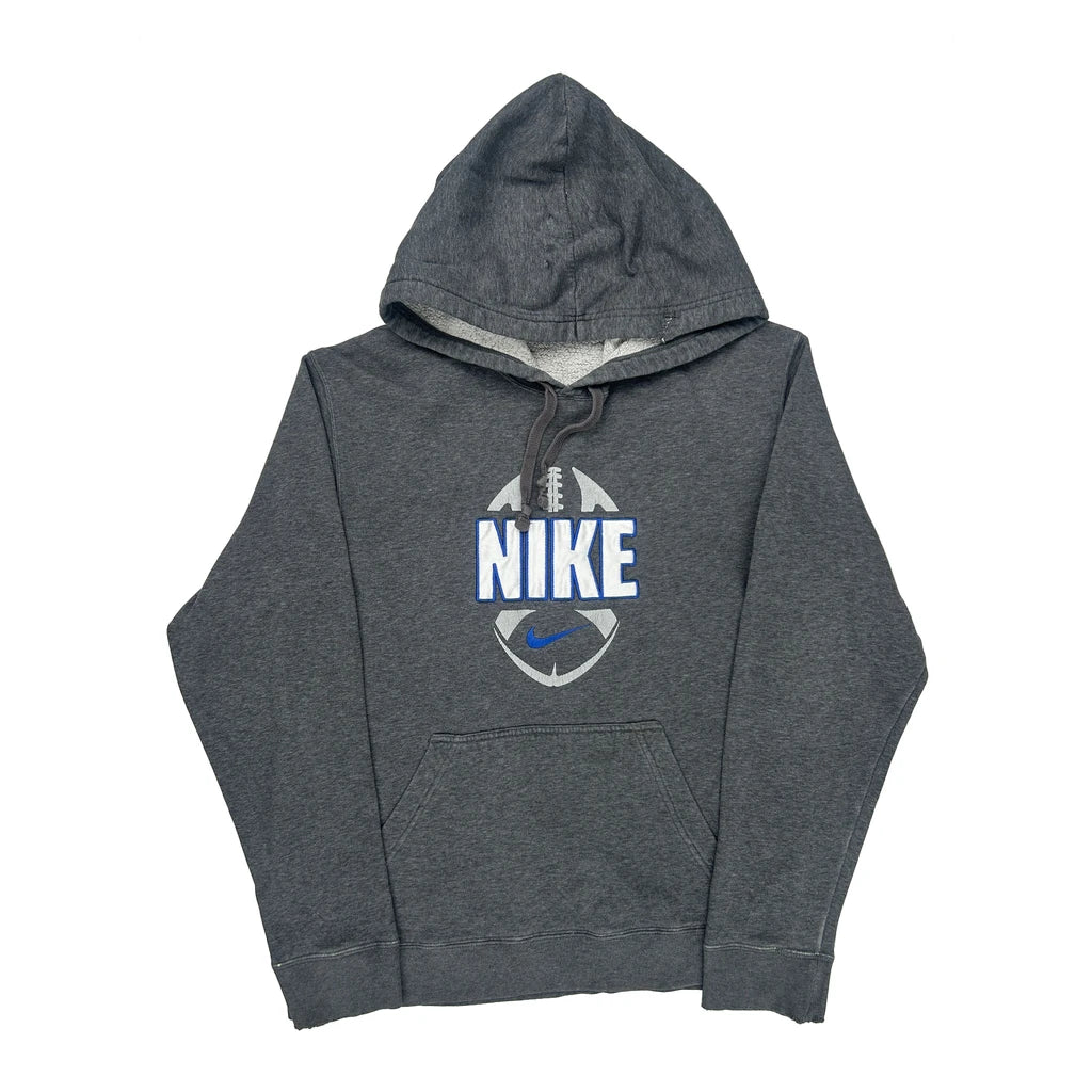Football Design Nike Football Hoodie - Small Gray Cotton Blend