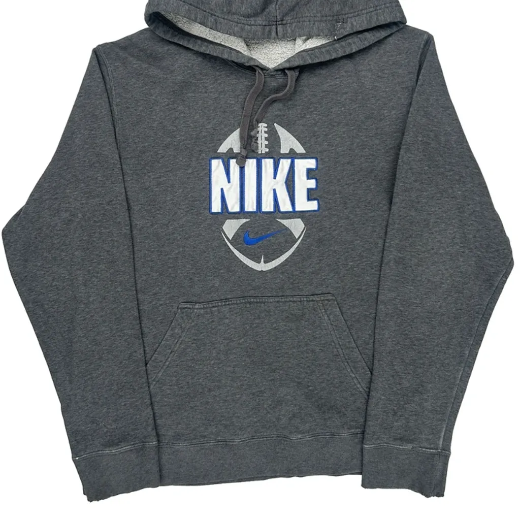 Football Design Nike Football Hoodie - Small Gray Cotton Blend - Image 4
