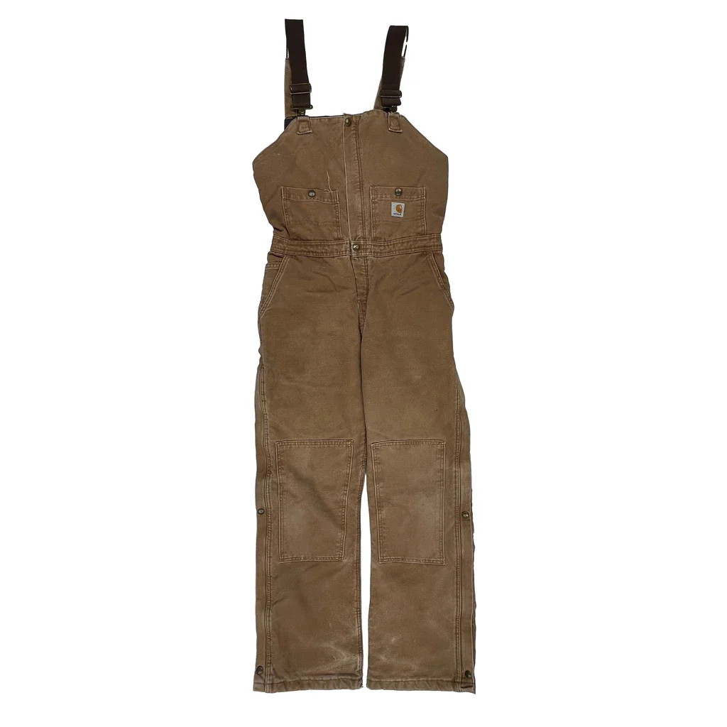 For Women Carhartt Double Knee Dungarees - 31W UK 14 Brown Cotton - Image 2