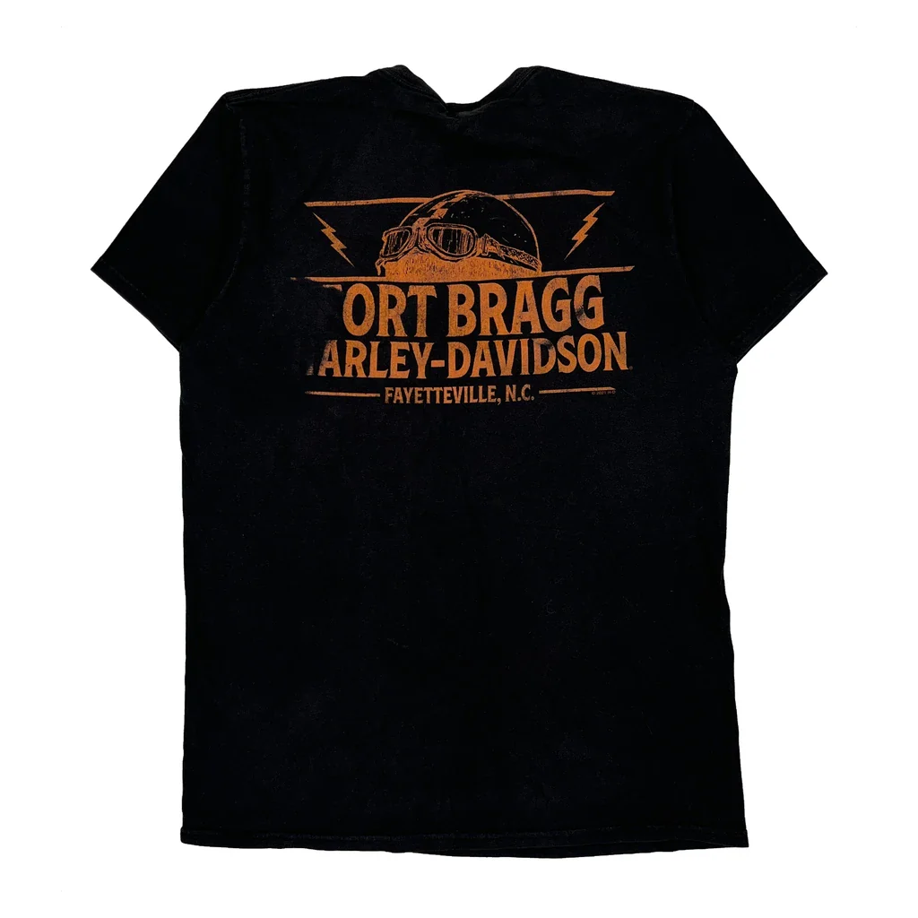 Fort Bragg Harley Davidson Graphic T-Shirt - Small Black Cotton - Image 2
