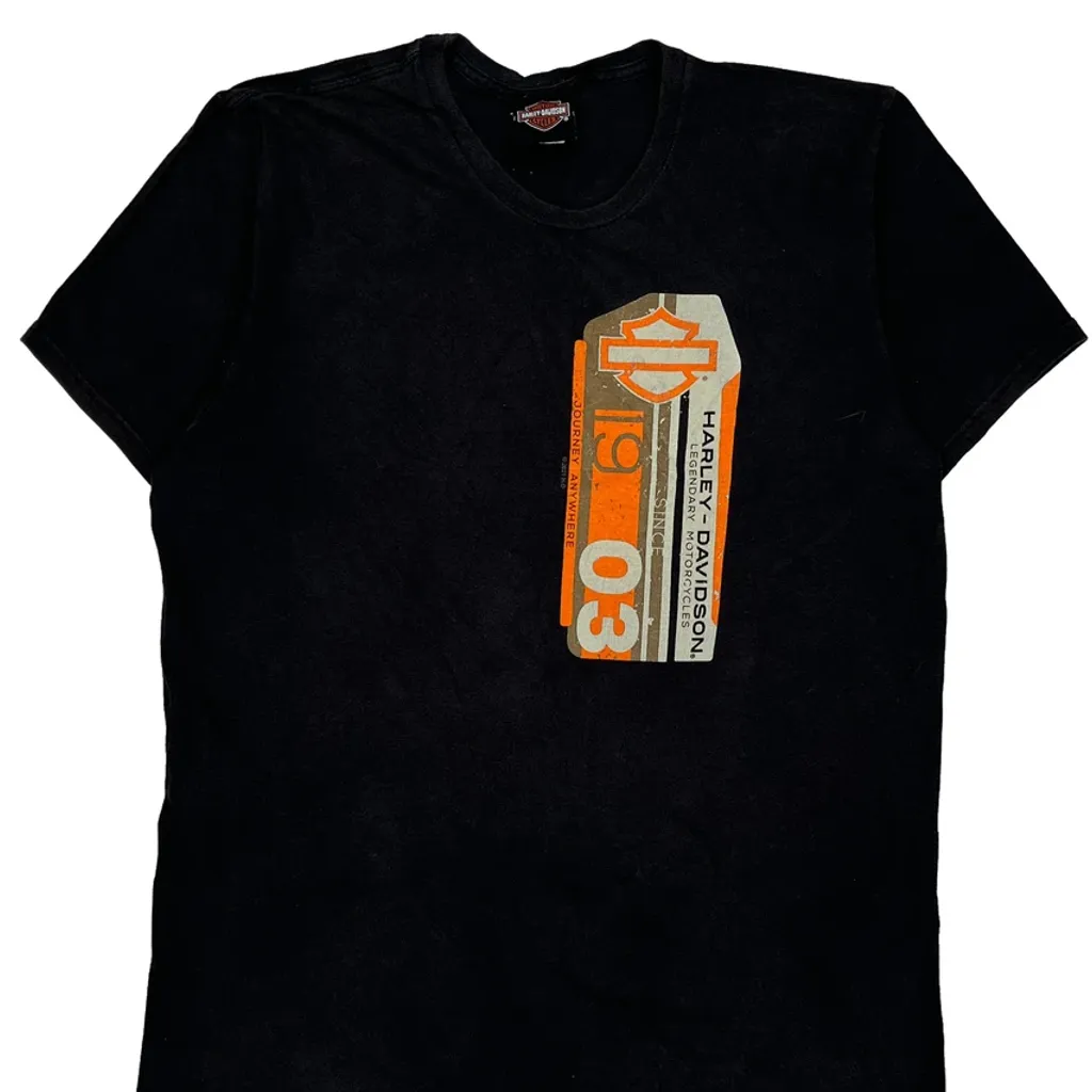Fort Bragg Harley Davidson Graphic T-Shirt - Small Black Cotton - Image 5