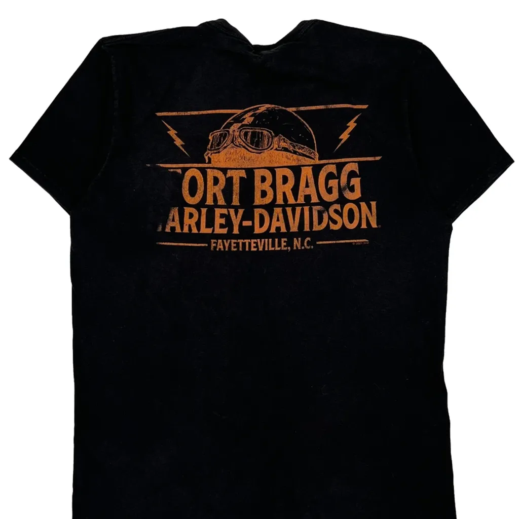 Fort Bragg Harley Davidson Graphic T-Shirt - Small Black Cotton - Image 8