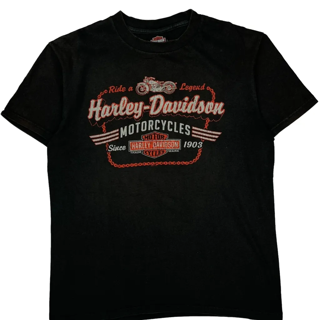 Fort Thunder Harley Davidson Graphic T-Shirt - Large Black Cotton - Image 4