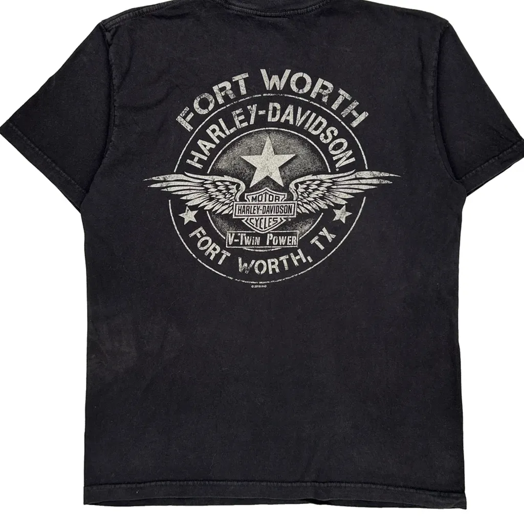 Fort Worth Harley Davidson Graphic T-Shirt - Large Black Cotton - Image 6