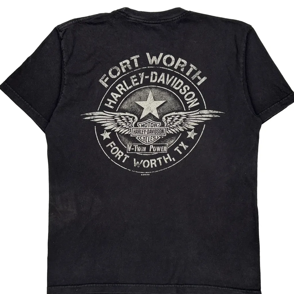 Fort Worth Harley Davidson Graphic T-Shirt - Large Black Cotton - Image 7
