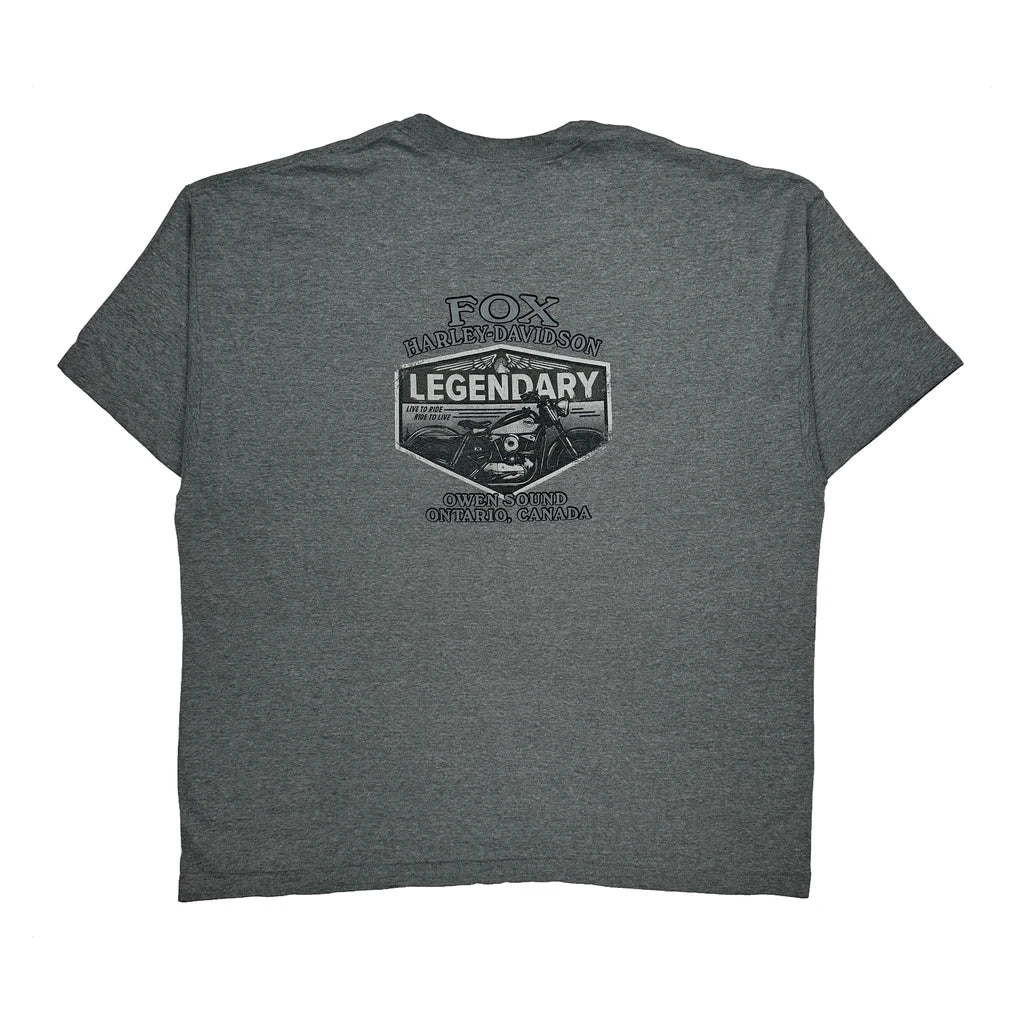 Fox Harley-Davidson Harley Davidson Graphic T-Shirt - XL Grey Cotton - Image 2